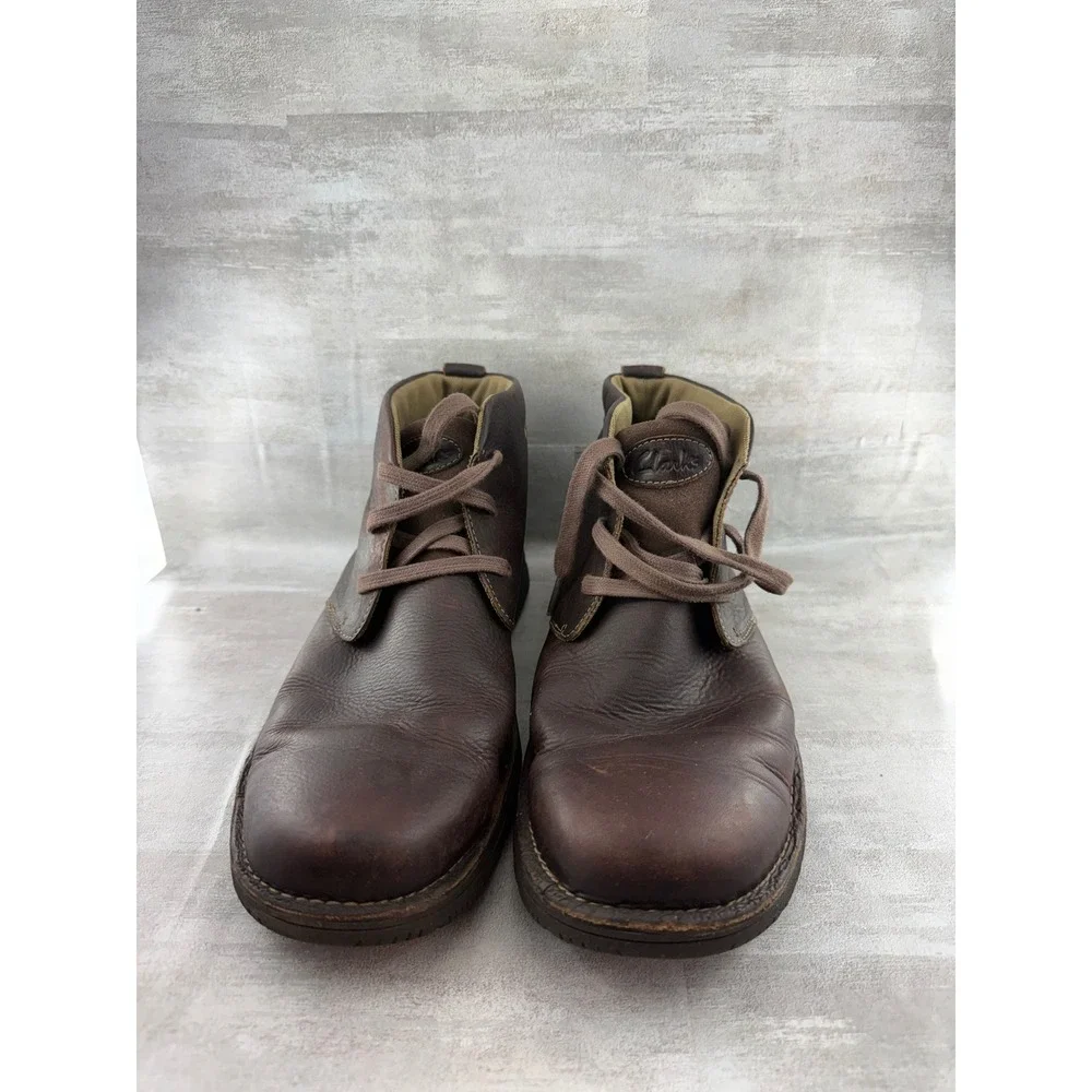 Clarks Men 26066261 Dark Brown Leather Chukka Ankle Boots Size 12M